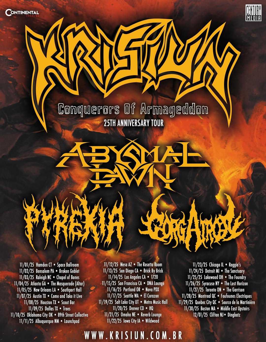 Pyrexia Conquerors Of Armageddon 25th Anniversary Tour Poster
